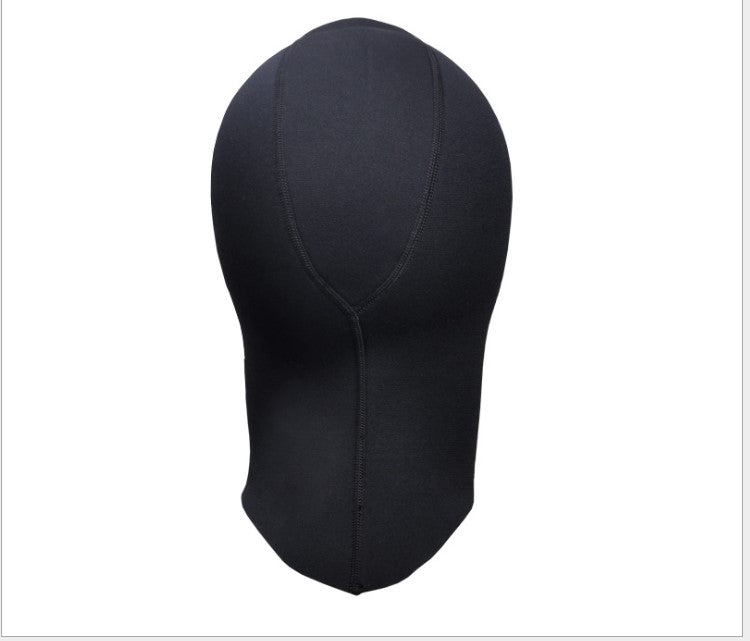 Black neoprene winter diving hood for cold-water swimming and snorkeling