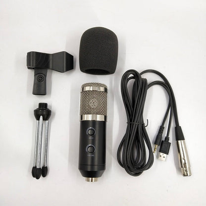 Reverb BM800 microphone with black metal grille and adjustable stand, front view