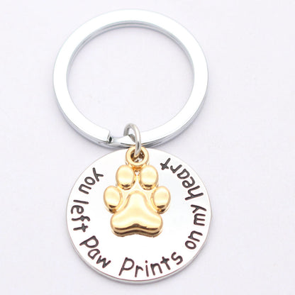 Dog paw necklace pendant on a delicate chain, close-up product view