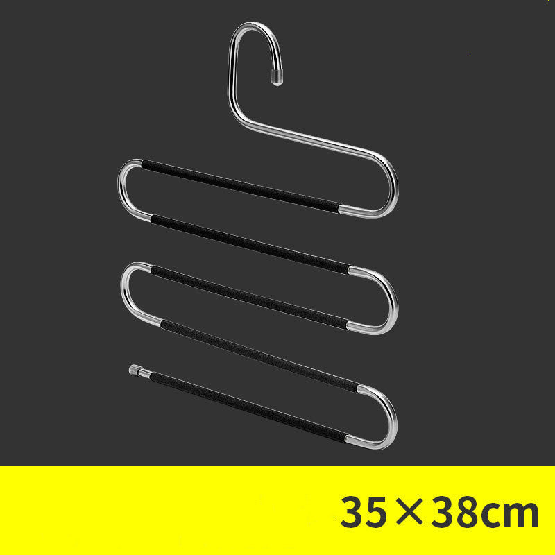 Magic non-slip S-type home pants rack, white multi-tier hanger for organizing trousers