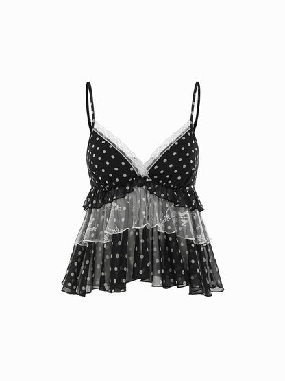 Leopard-print chiffon blouse with ruffled mesh details for women, summer style top