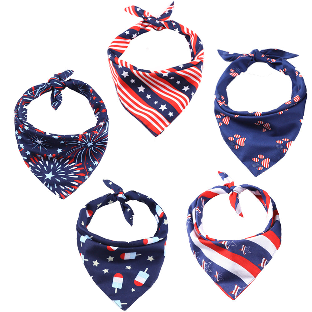 Pet drool scarf with American flag design for dogs and cats