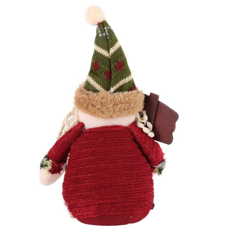Christmas elk, Santa Claus, and snowman holiday decorations displayed together