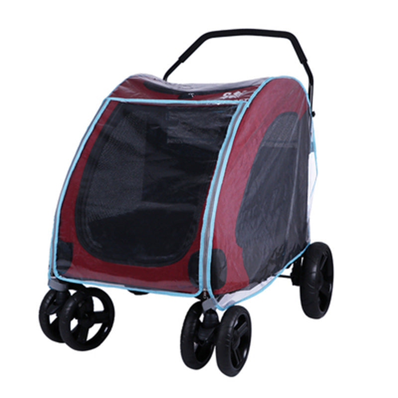 Cat and dog trolley raincoat poncho in waterproof hooded design for pet stroller protection