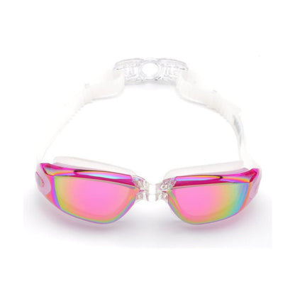 Swimming goggles, waterproof goggles with clear lenses and adjustable strap
