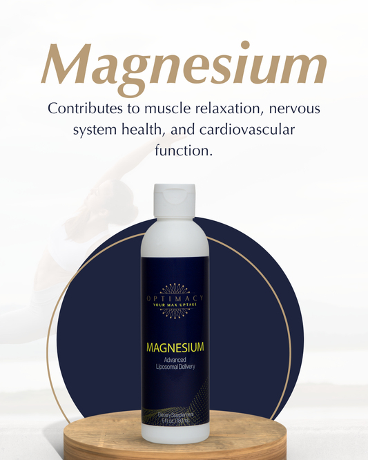 Liposomal Magnesium supplement bottle by OPTIMICY, showing the label and container for liposomal vitamins and magnesium supplement.