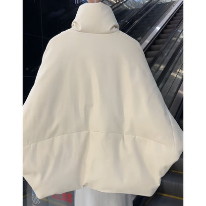 Women's short cotton coat with large lapel and warm outerwear design