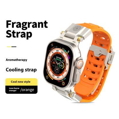 Metal aromatherapy watch band by My Store with sleek finish and essential oil diffuser design
