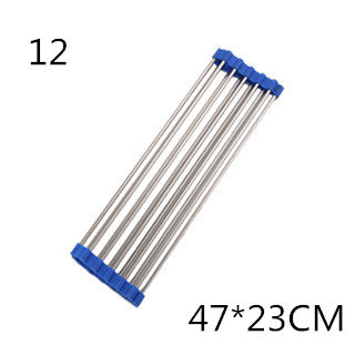 Folding stainless steel kitchen sink drain rack by My Store, shown extended over a sink