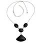 Sterling silver necklace with black onyx pendant, crafted by DESIRE GEM, featuring a sleek and polished design.