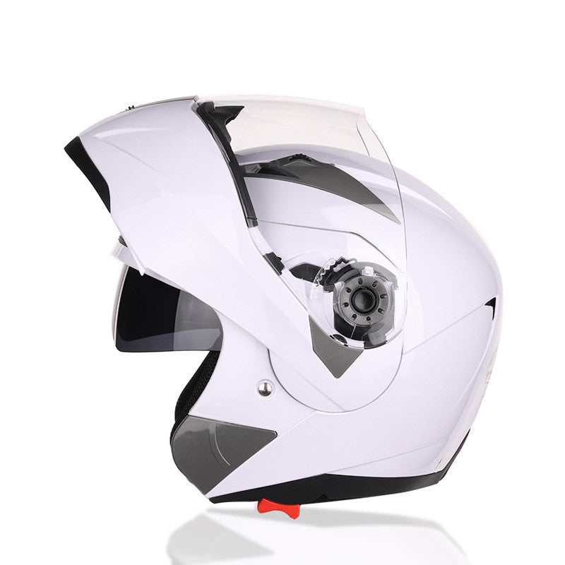 Black motorcycle helmet with aerodynamic shell and clear visor, My Store brand