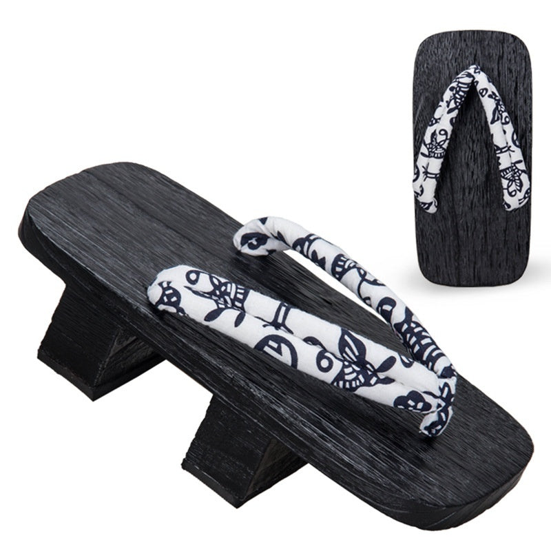 Men's solid-wood flip-flops with 5.5cm heel in a simple design