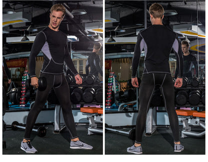 Winter men's thermal underwear set, showing long-sleeve top and matching bottoms in a close-up view