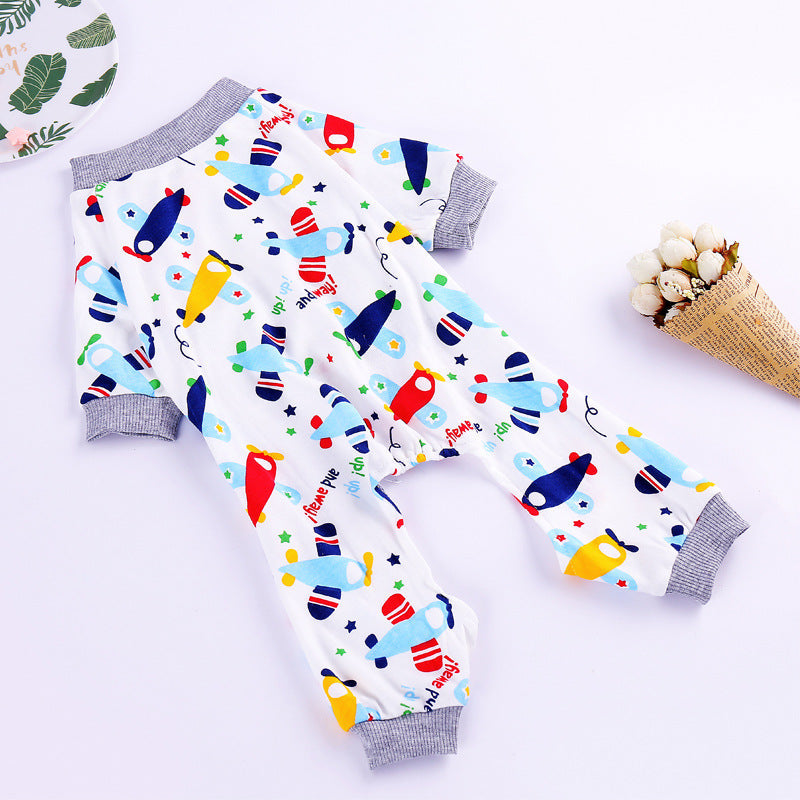 Cotton four-legged knit dog clothes in a soft, cozy design for pets