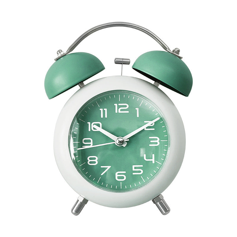 Large size mechanical metal alarm clock with twin bells and loud alarm design