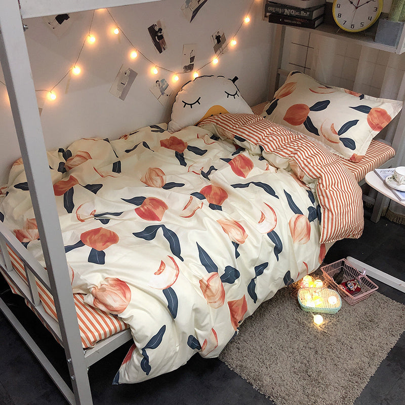 Four-piece Japanese bedding set with traditional Japanese-style design and coordinated linens