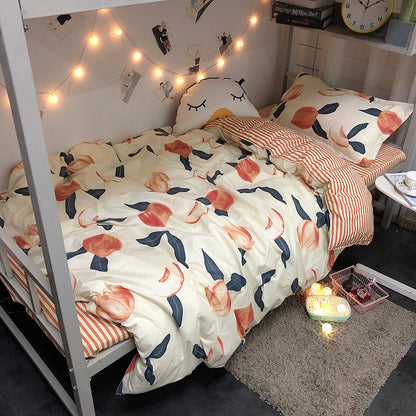 Four-piece Japanese bedding set with traditional Japanese-style design and coordinated linens