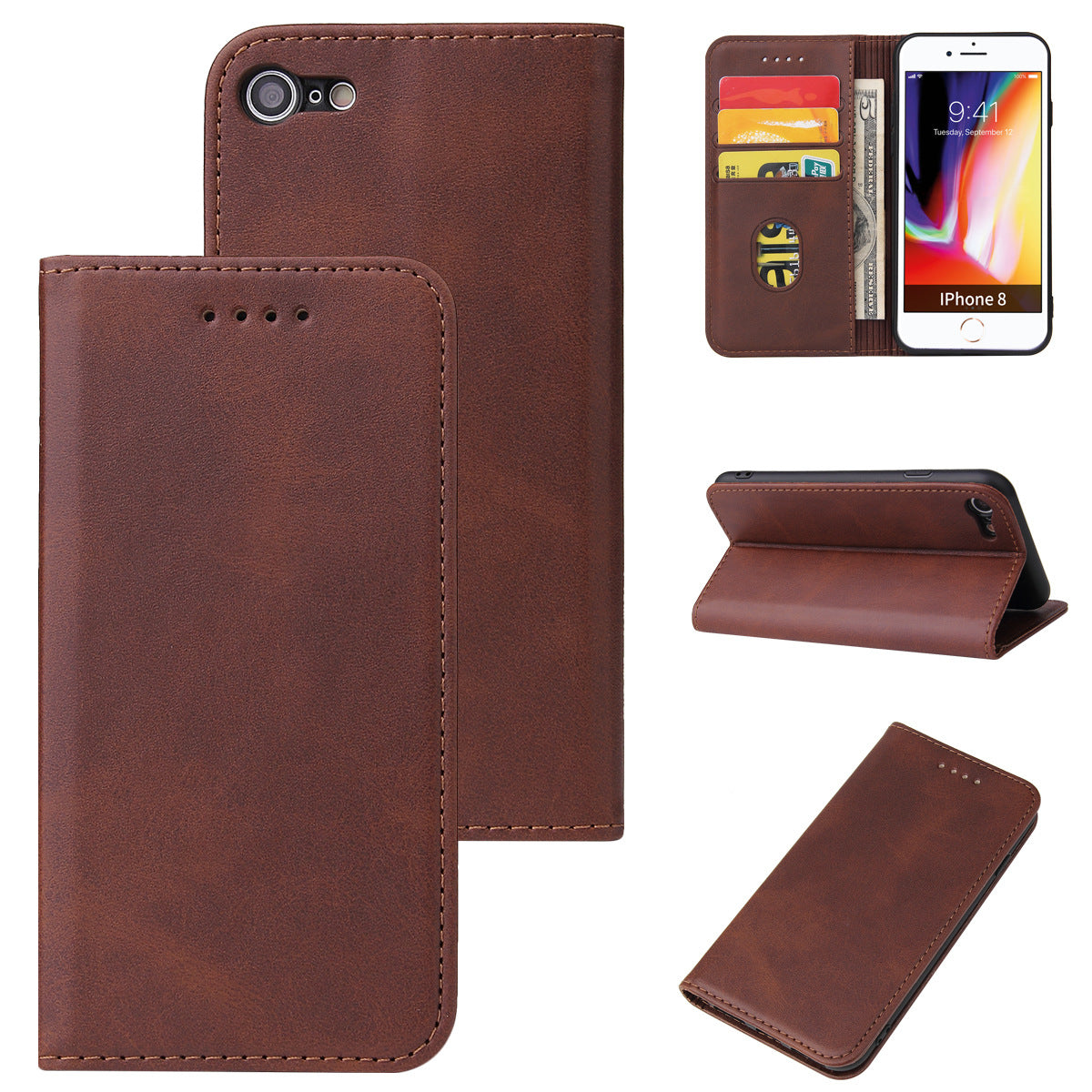 Apple-compatible soft rubber mobile phone holster case in black, viewed from the front