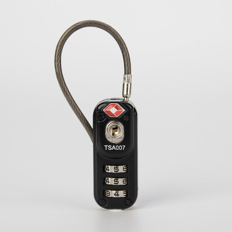 Trolley case padlock with compact metal body for securing luggage zippers