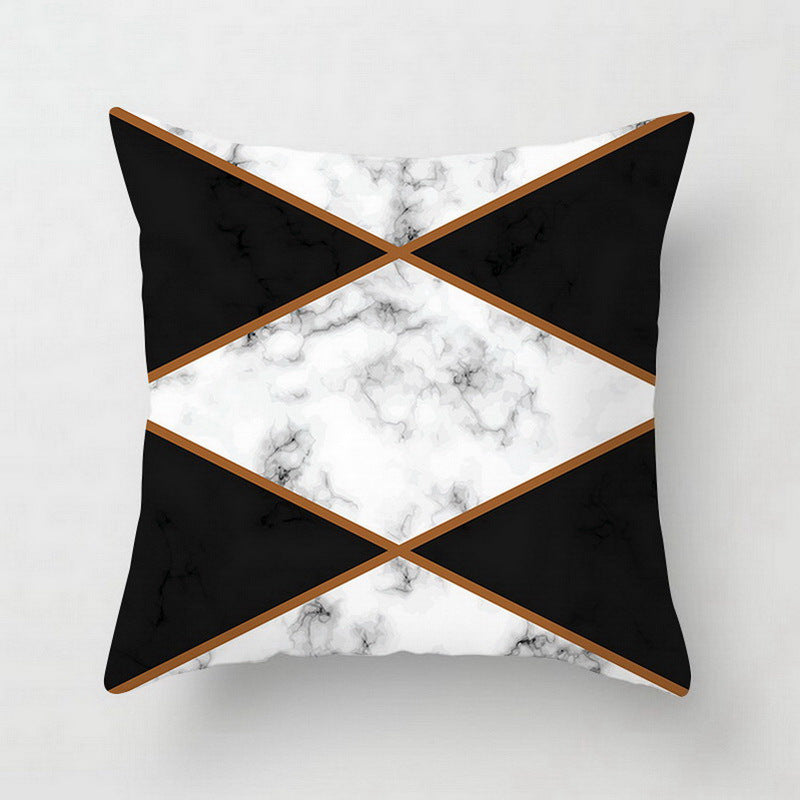Pink geometric abstract decorative pillowcase with patterned design