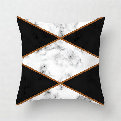 Pink geometric abstract decorative pillowcase with patterned design