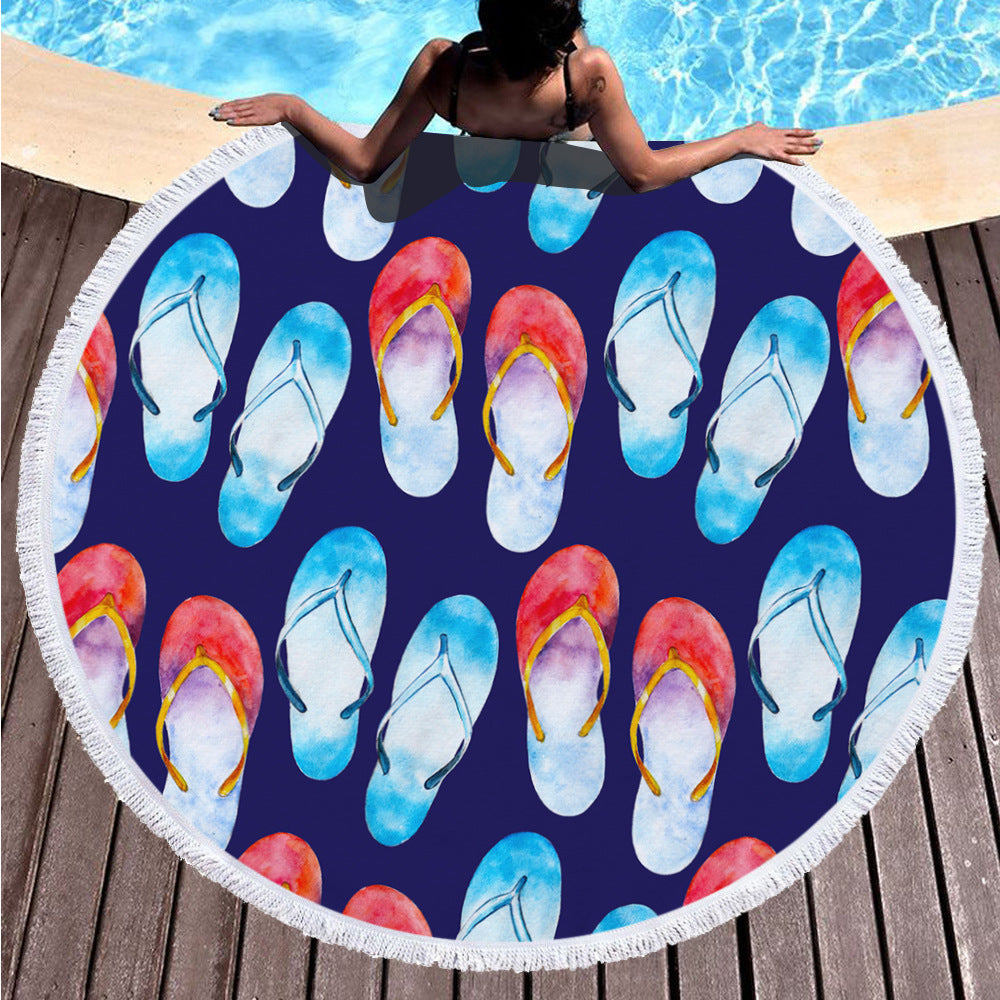 Digital printing round beach towel by My Store, colorful circular design laid flatાન્ય