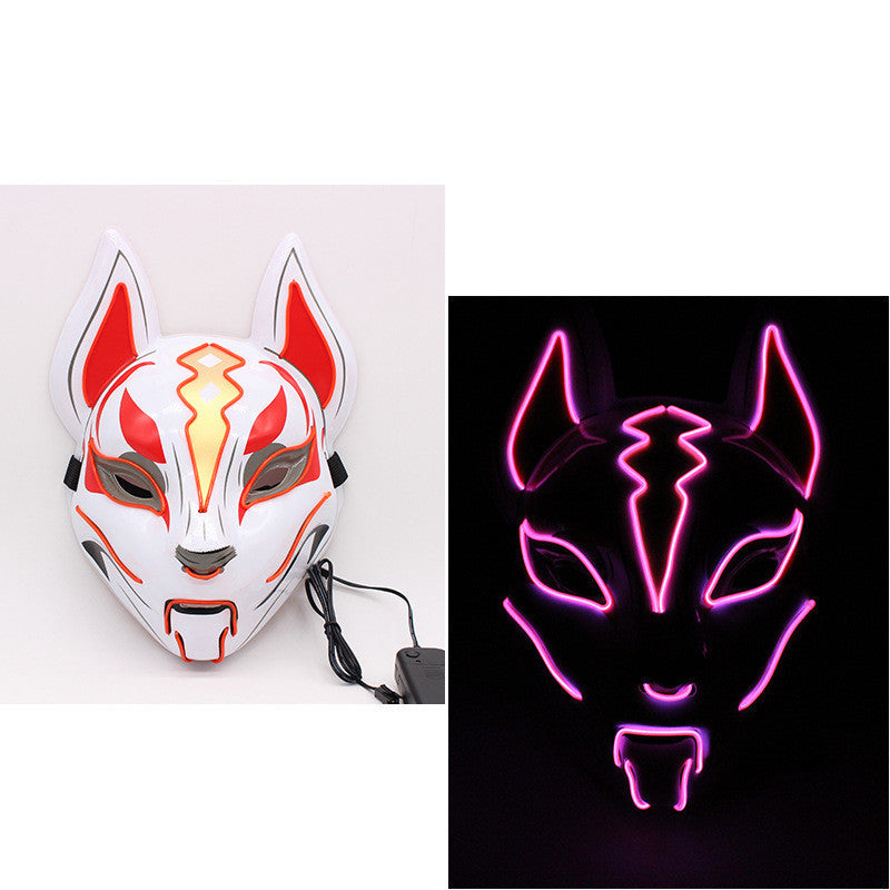 Glowing demon cat face mask for women with fox design, cold light effect for cosplay masquerade props