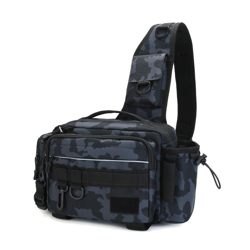 Large-capacity multifunctional fishing lure bag with multiple compartments and adjustable shoulder strap