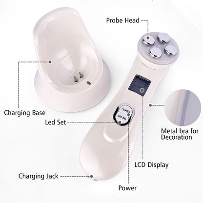 Multifunctional skin rejuvenation care instrument in white with handheld design and treatment head