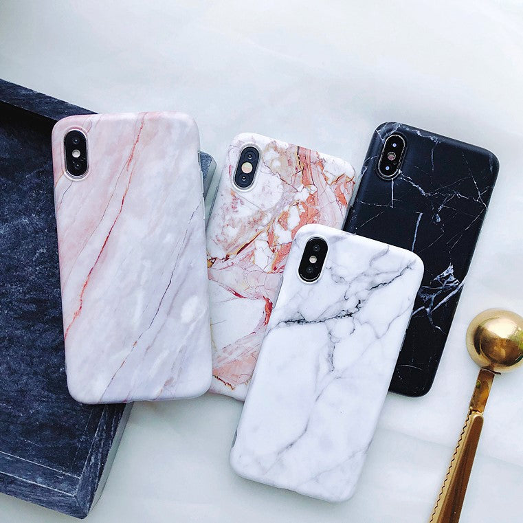 Luxury marble silicone iPhone case compatible with Apple iPhone 7, 8 Plus, X, XR, XS, 6, and 6S