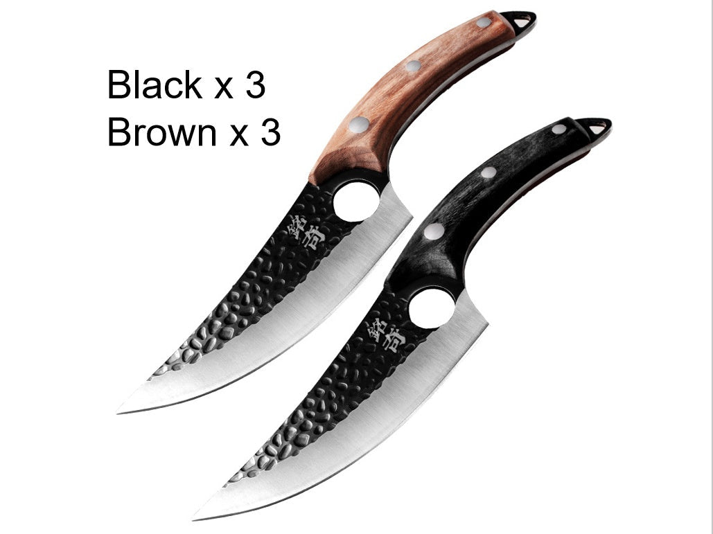 Small scimitar meat boning and skinning butcher knife for slaughter cutting pigs