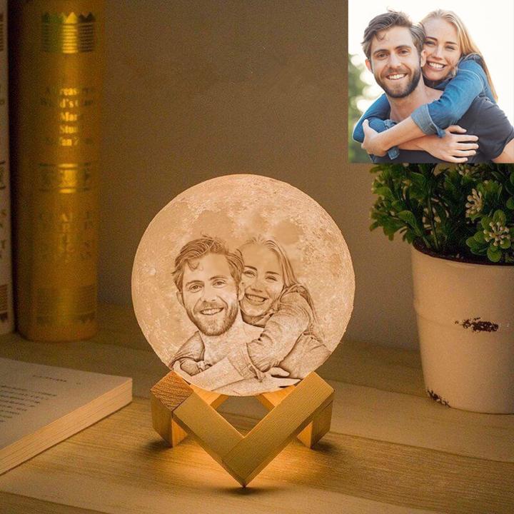 Custom moon lamp, Type 7, spherical lunar design with realistic moon surface texture