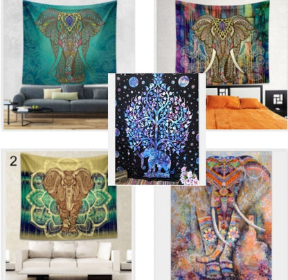Stamp Bohemia Beach Blanket Mural with colorful bohemian pattern and beach-inspired design