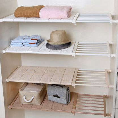 Space-saving adjustable wall-mounted kitchen closet storage rack in a compact design