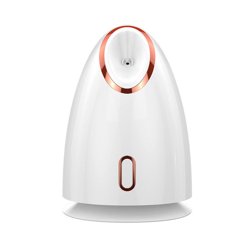 Nano thermal spray moisturizing face steamer with compact white design and mist nozzle