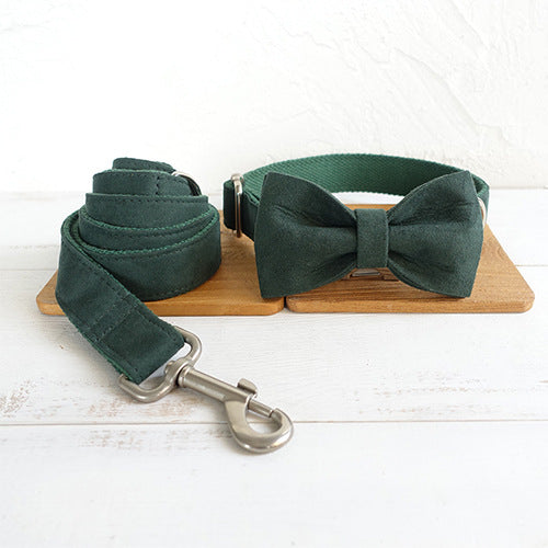 MUTTCO pet collar with bow and traction set, shown together for dogs and cats