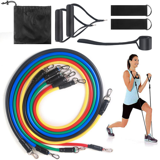 Fitness Rally elastic rope resistance band for strength training, shown coiled with handles