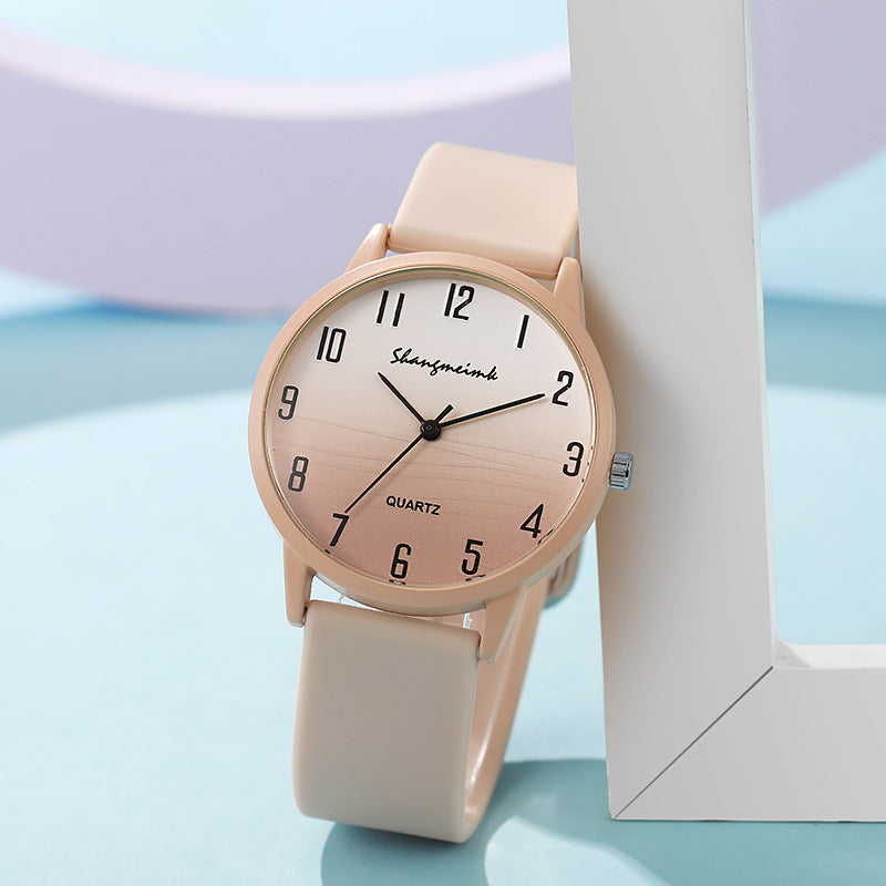 Casual simple jelly color women's watch by My Store, featuring a colorful translucent band and minimalist dial