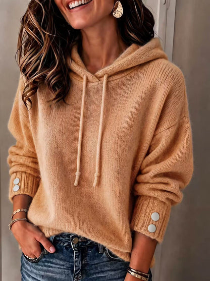 Women's hooded drawstring loose-fit sweatshirt sweater in a casual design by My Store