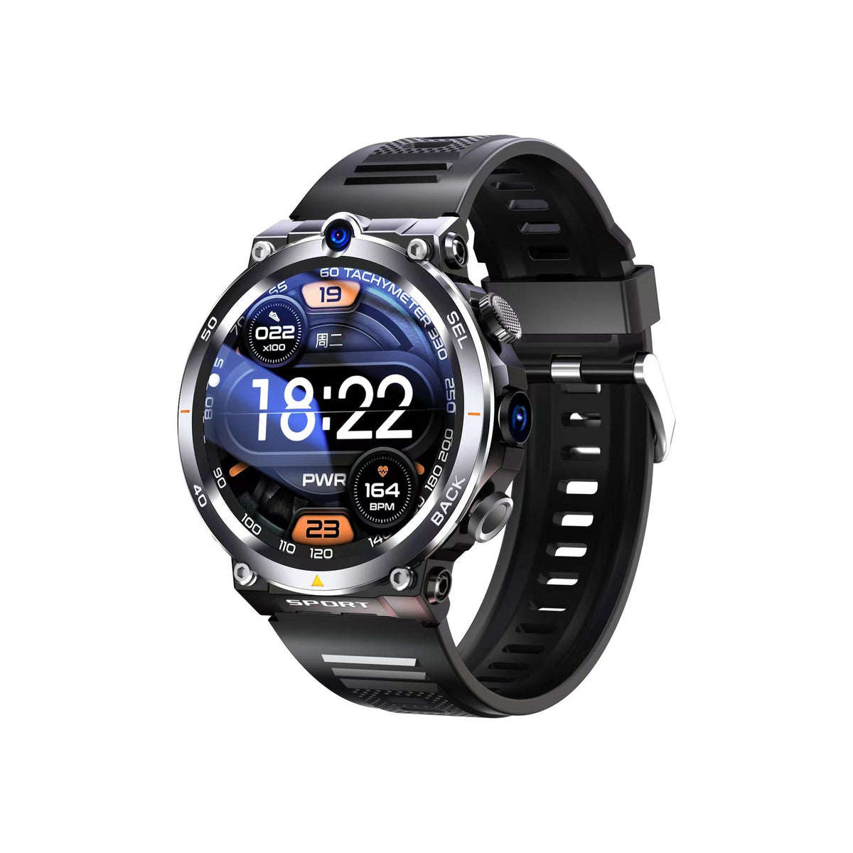H10 multi-function dual camera sports smart phone watch, My Store brand, black touchscreen wearable with camera lenses