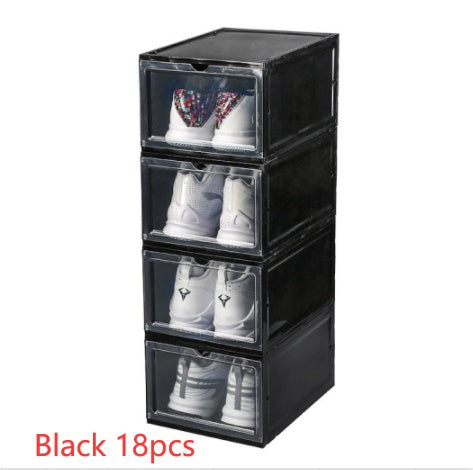 Sneaker storage box shoe cabinet with transparent doors for organized footwear display