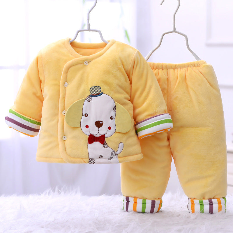 Baby cotton padded winter coat, thick suede quilted jacket for newborns