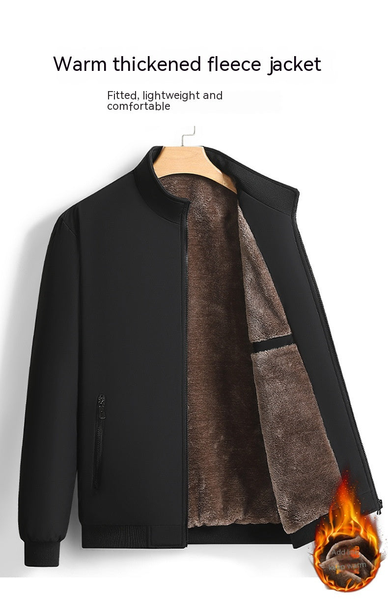 Men's winter jacket with thick fleece lining and warm insulated design