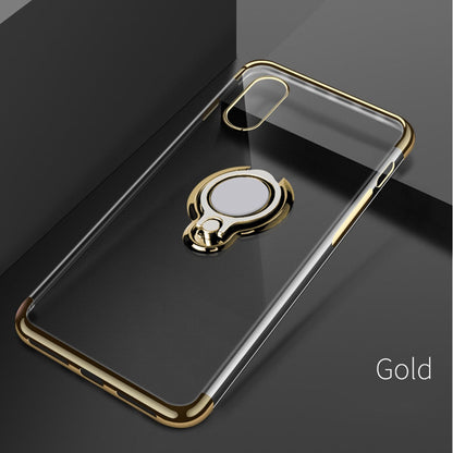Mobile phone case holder with magnetic ring compatible with smartphones, black.
