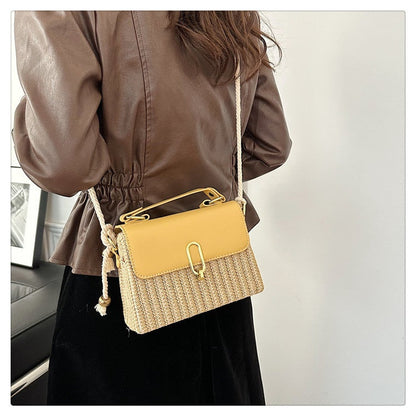 Western style woven one-shoulder handbag with versatile design in a textured finish