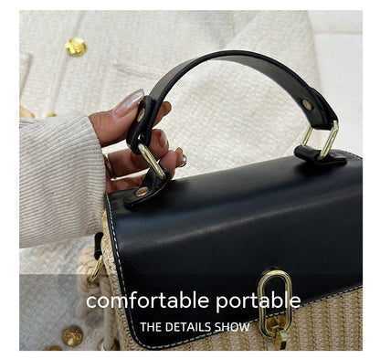 Western style woven one-shoulder handbag in a versatile design, displayed against a plain background