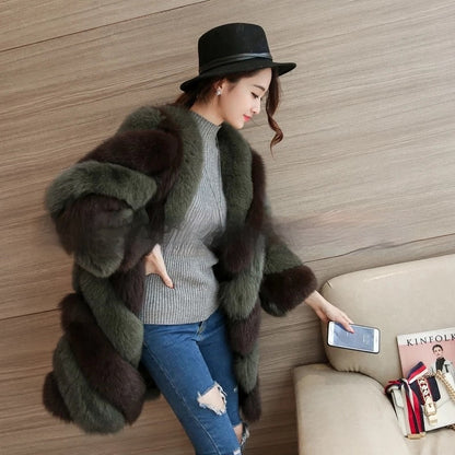 Fashion personalized fur coat for women in a stylish design, shown on a model