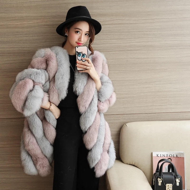 Women's personalized fur coat in a fashionable design