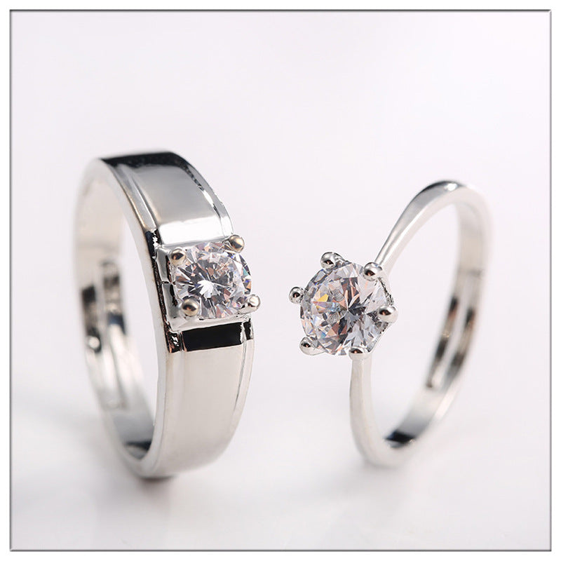 SATINE six-claw moissanite diamond simulation ring for women and couples
