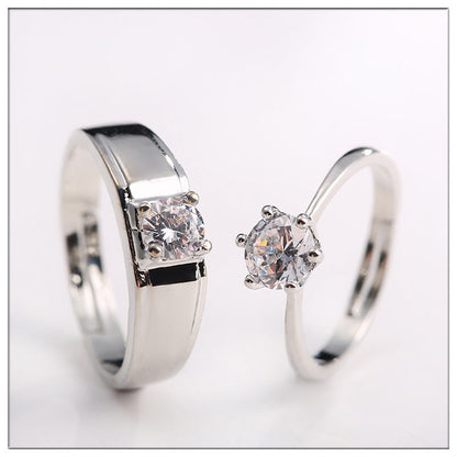 SATINE six-claw moissanite diamond simulation ring for women and couples